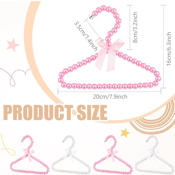 BabyπΆπ½Pearl Clothes Beads Hangers Metal Elegant Hangers w Ribbon π - Picture 4 of 9